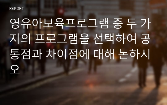 영유아보육프로그램 중 두 가지의 프로그램을 선택하여 공통점과 차이점에 대해 논하시오