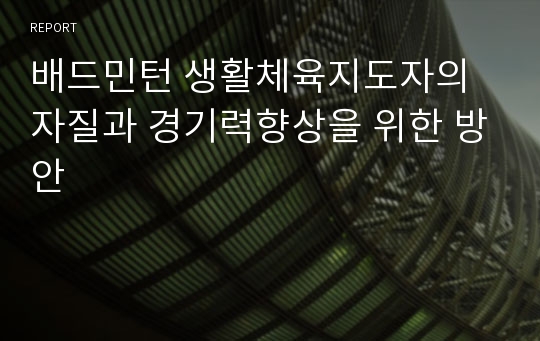 배드민턴 생활체육지도자의 자질과 경기력향상을 위한 방안