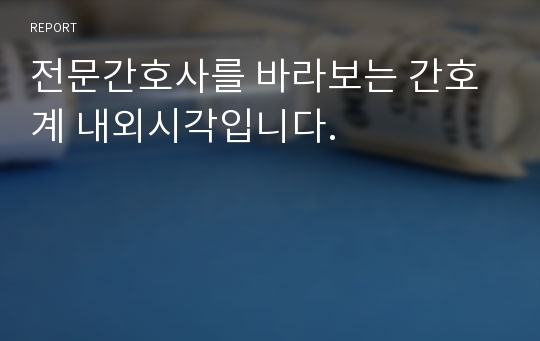 전문간호사를 바라보는 간호계 내외시각입니다.