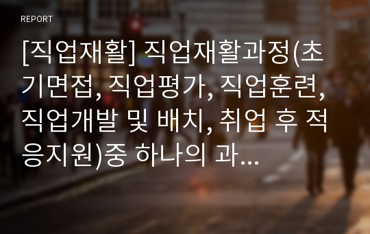 [직업재활] 직업재활과정(초기면접, 직업평가, 직업훈련, 직업개발 및 배치, 취업 후 적응지원)중 하나의 과정을 선택하여 간략히 설명