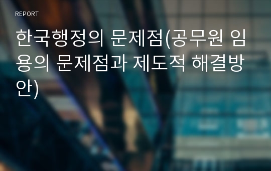 한국행정의 문제점(공무원 임용의 문제점과 제도적 해결방안)