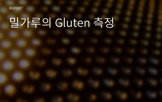 밀가루의 Gluten 측정