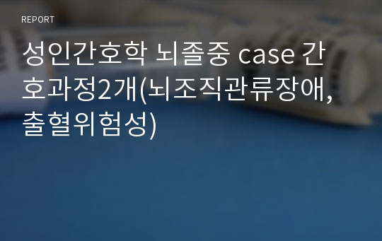 성인간호학 뇌졸중 case 간호과정2개(뇌조직관류장애, 출혈위험성)