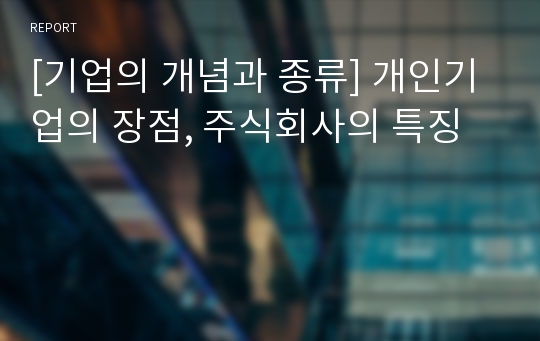 [기업의 개념과 종류] 개인기업의 장점, 주식회사의 특징