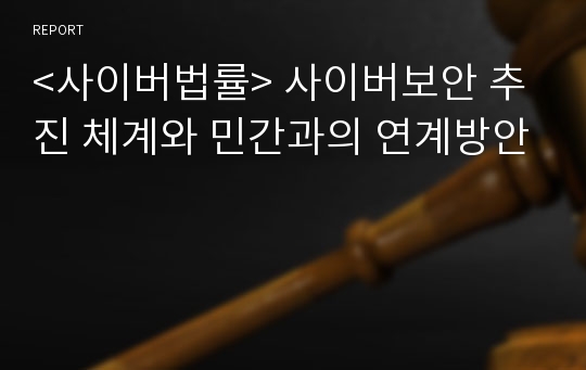 &lt;사이버법률&gt; 사이버보안 추진 체계와 민간과의 연계방안