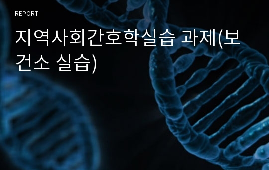 지역사회간호학실습 과제(보건소 실습)