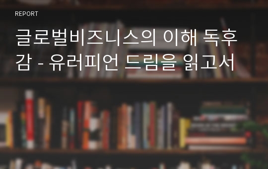 글로벌비즈니스의 이해 독후감 - 유러피언 드림을 읽고서