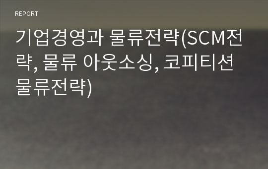 기업경영과 물류전략(SCM전략, 물류 아웃소싱, 코피티션 물류전략)