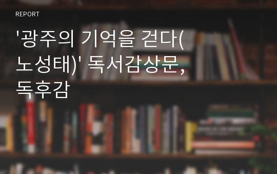 &#039;광주의 기억을 걷다(노성태)&#039; 독서감상문, 독후감