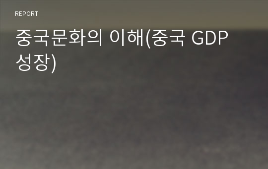 중국문화의 이해(중국 GDP 성장)