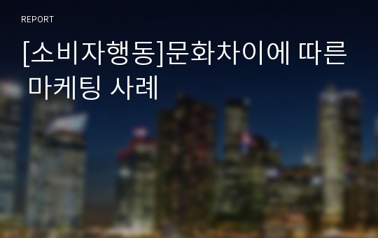 [소비자행동]문화차이에 따른 마케팅 사례