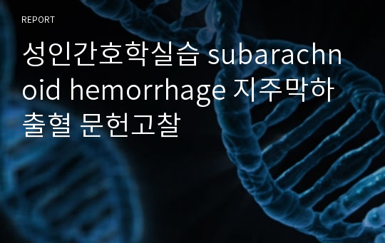 성인간호학실습 subarachnoid hemorrhage 지주막하출혈 문헌고찰