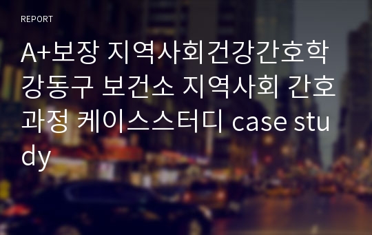 A+보장 지역사회건강간호학 강동구 보건소 지역사회 간호과정 케이스스터디 case study