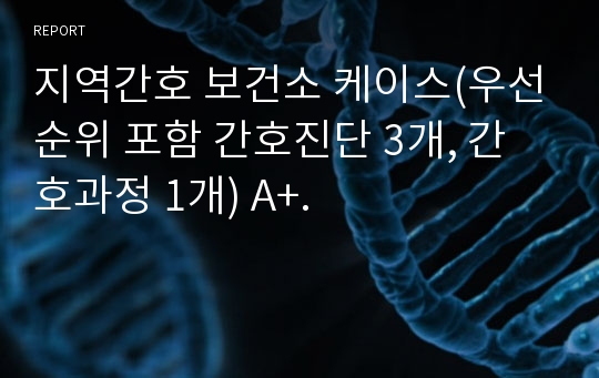 지역간호 보건소 케이스(우선순위 포함 간호진단 3개, 간호과정 1개) A+.