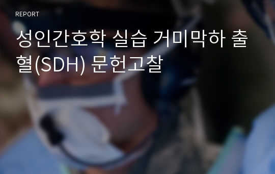 성인간호학 실습 거미막하 출혈(SDH) 문헌고찰