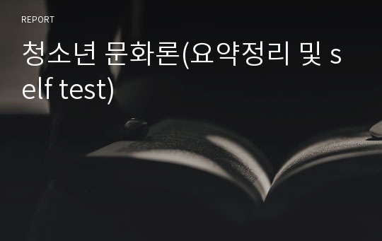 청소년 문화론(요약정리 및 self test)