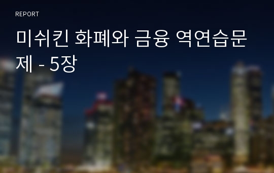 미쉬킨 화폐와 금융 역연습문제 - 5장