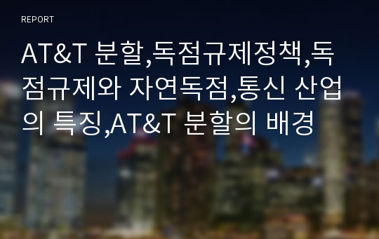 AT&amp;T 분할,독점규제정책,독점규제와 자연독점,통신 산업의 특징,AT&amp;T 분할의 배경