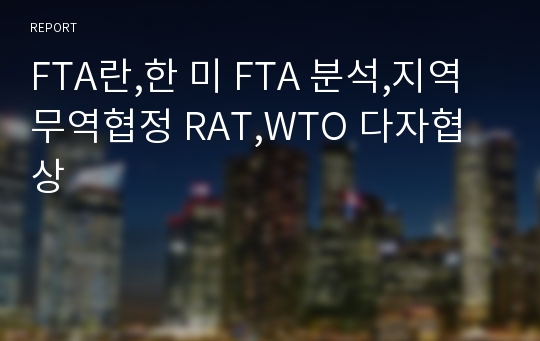 FTA란,한 미 FTA 분석,지역무역협정 RAT,WTO 다자협상