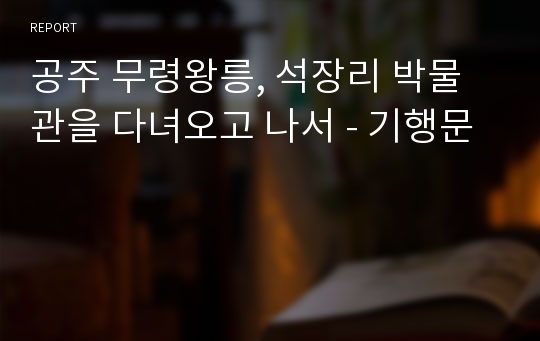 공주 무령왕릉, 석장리 박물관을 다녀오고 나서 - 기행문