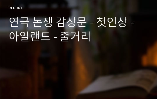 연극 논쟁 감상문 - 첫인상 - 아일랜드 - 줄거리