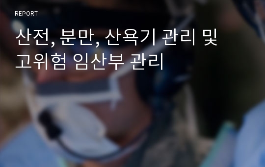 산전, 분만, 산욕기 관리 및 고위험 임산부 관리