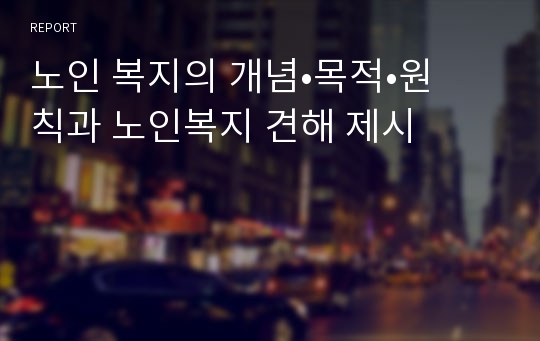 노인 복지의 개념•목적•원칙과 노인복지 견해 제시