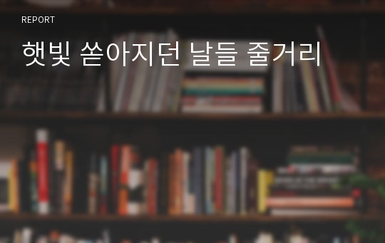 햇빛 쏟아지던 날들 줄거리