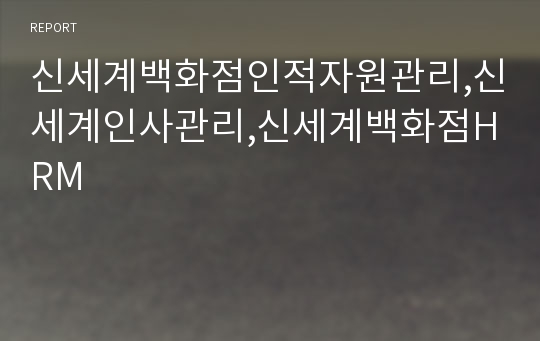 신세계백화점인적자원관리,신세계인사관리,신세계백화점HRM