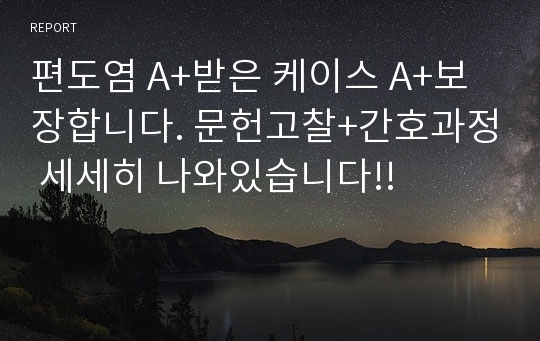 편도염 A+받은 케이스 A+보장합니다. 문헌고찰+간호과정 세세히 나와있습니다!!