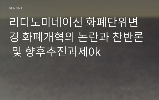 리디노미네이션 화폐단위변경 화폐개혁의 논란과 찬반론 및 향후추진과제0k