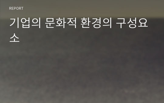 기업의 문화적 환경의 구성요소