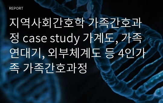 지역사회간호학 가족간호과정 case study 가계도, 가족연대기, 외부체계도 등 4인가족 가족간호과정