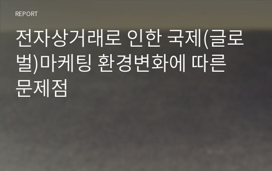 전자상거래로 인한 국제(글로벌)마케팅 환경변화에 따른 문제점