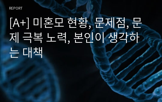 [A+] 미혼모 현황, 문제점, 문제 극복 노력, 본인이 생각하는 대책