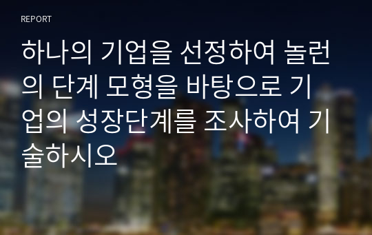 하나의 기업을 선정하여 놀런의 단계 모형을 바탕으로 기업의 성장단계를 조사하여 기술하시오