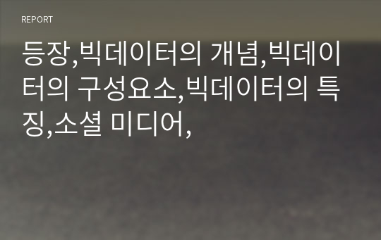 등장,빅데이터의 개념,빅데이터의 구성요소,빅데이터의 특징,소셜 미디어,