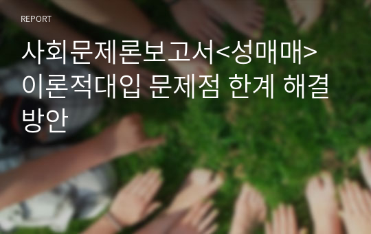 사회문제론보고서&lt;성매매&gt;  이론적대입 문제점 한계 해결방안