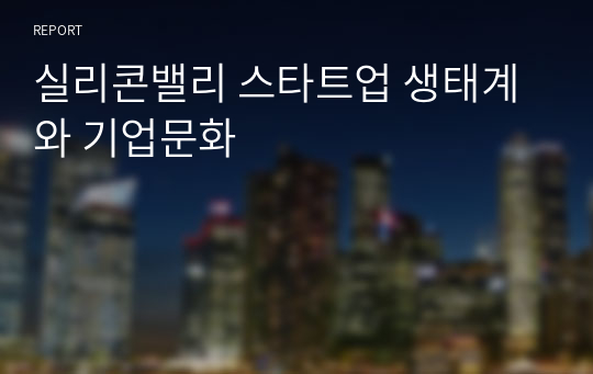 실리콘밸리 스타트업 생태계와 기업문화