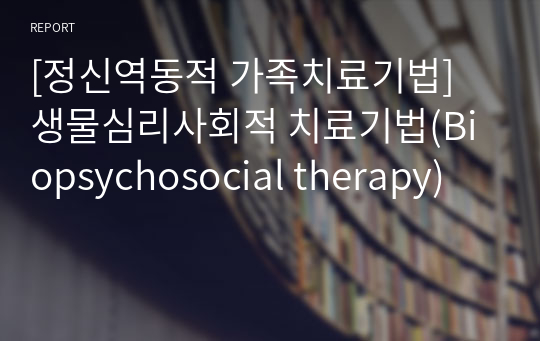 [정신역동적 가족치료기법] 생물심리사회적 치료기법(Biopsychosocial therapy)