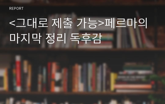 &lt;그대로 제출 가능&gt;페르마의 마지막 정리 독후감