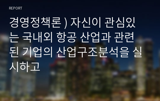 경영정책론 ) 자신이 관심있는 국내외 항공 산업과 관련된 기업의 산업구조분석을 실시하고