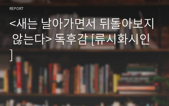 &lt;새는 날아가면서 뒤돌아보지 않는다&gt; 독후감 [류시화시인]