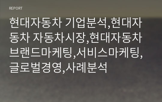 현대자동차 기업분석,현대자동차 자동차시장,현대자동차 브랜드마케팅,서비스마케팅,글로벌경영,사례분석