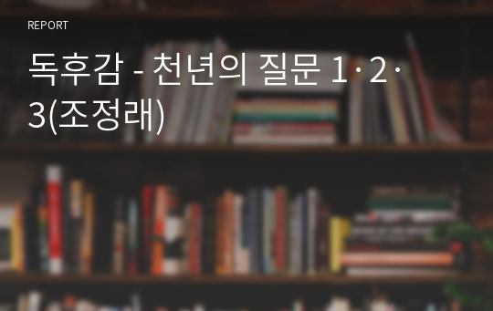 독후감 - 천년의 질문 1·2·3(조정래)