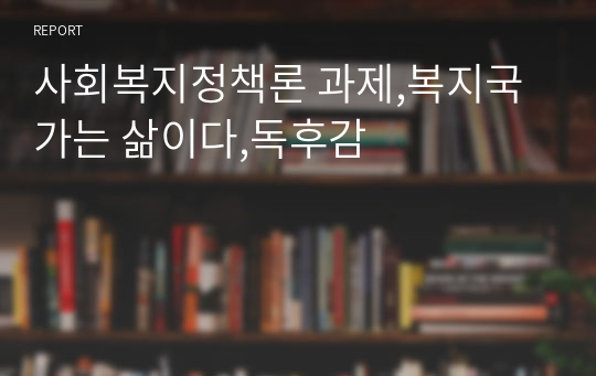 사회복지정책론 과제,복지국가는 삶이다,독후감