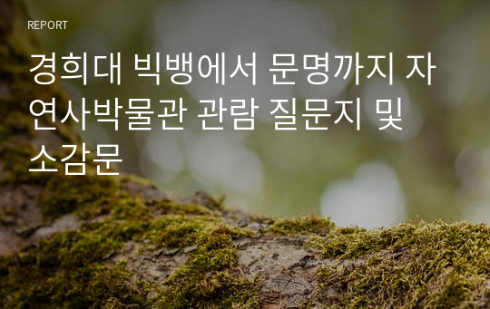 경희대 빅뱅에서 문명까지 자연사박물관 관람 질문지 및 소감문