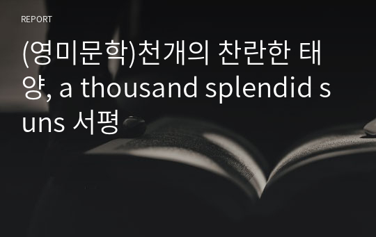 (영미문학)천개의 찬란한 태양, a thousand splendid suns 서평