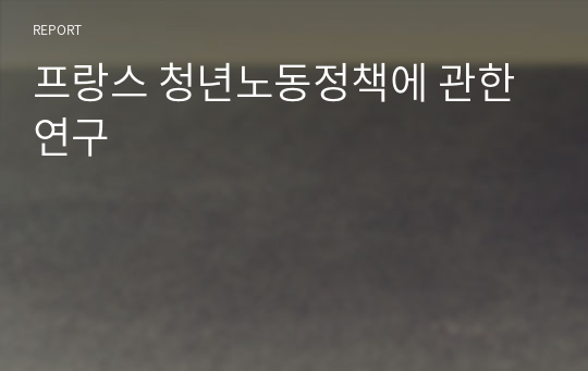 프랑스 청년노동정책에 관한 연구