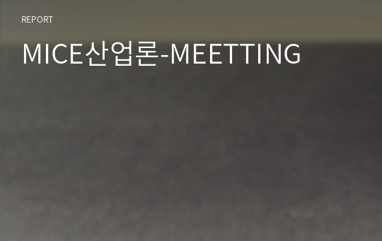 MICE산업론-MEETTING